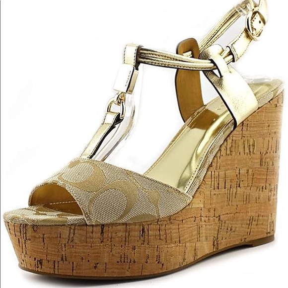 Coach Linden  Ivory-Lt Khaki Open Toe plataform - Picture 1 of 11
